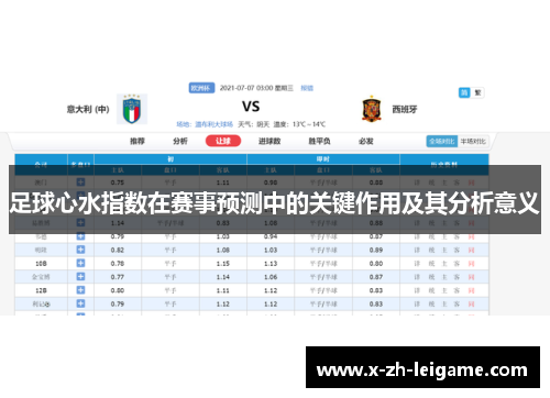 足球心水指数在赛事预测中的关键作用及其分析意义